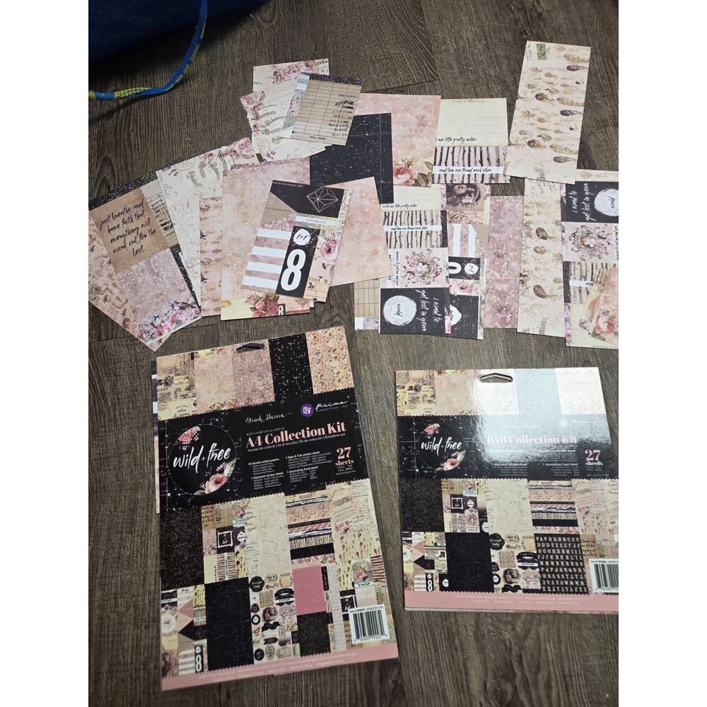 Prima Frank Garcia Wild + Free Pink Black Scrapbook Pages Accessories Kit Set